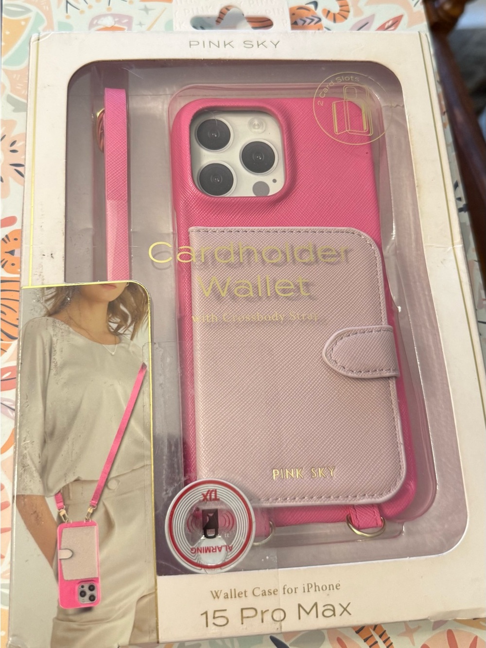 Pink Sky Cardholder Wallet Case for iPhone 15 Pro Max - Pink